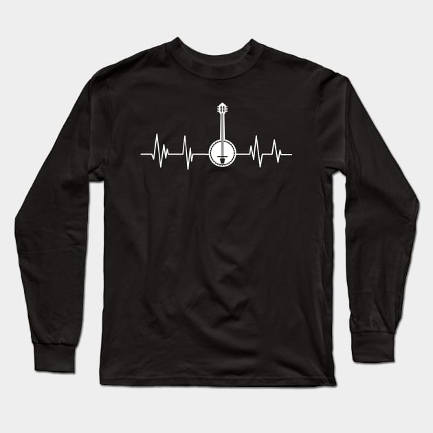 Banjo heartbeat Funny banjo player , musician heartbeat Long Sleeve T-Shirt by mezy